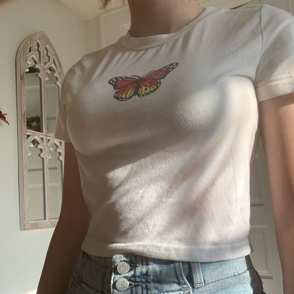 SHEIN butterfly crop top